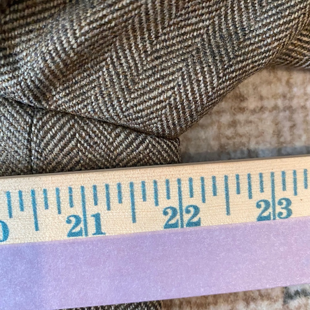 Stafford Mens 42 Regular Brown Herringbone 100% Merino Wool Classic Sport Coat - Picture 6 of 8